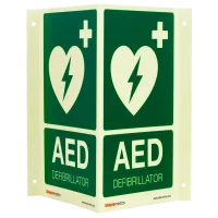 Nasen-/Winkelschild "Defibrillator/AED" Nachleuchtend