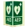 Nasen-/Winkelschild "Defibrillator/AED" Nachleuchtend