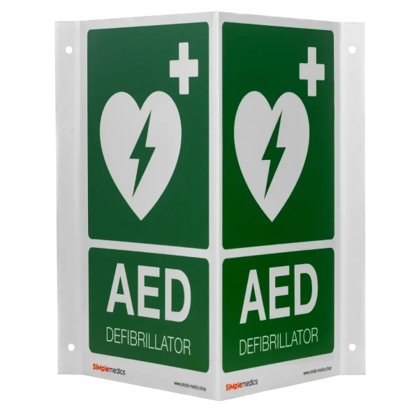 Nasen-/Winkelschild "Defibrillator/AED" Retroreflektierend