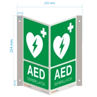 Nasen-/Winkelschild "Defibrillator/AED" Retroreflektierend