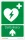 Hinweisschild "Defibrillator/AED", flach, mit Richtungspfeil nach oben