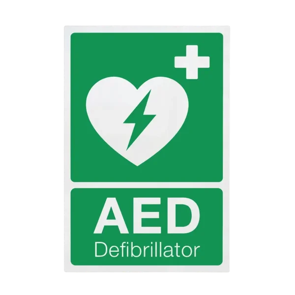 Aufkleber Hinweisschild "Defibrillator / AED" nach DIN / ILCOR Auf Glas (Außenanbringung)