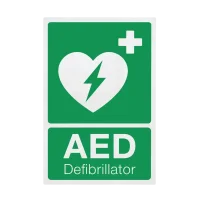 Aufkleber Hinweisschild "Defibrillator / AED" nach DIN / ILCOR Auf Glas (Außenanbringung)