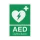Aufkleber Hinweisschild "Defibrillator / AED" nach DIN / ILCOR Auf Glas (Außenanbringung)