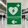 Aufkleber Hinweisschild "Defibrillator/AED", mit Richtungspfeil